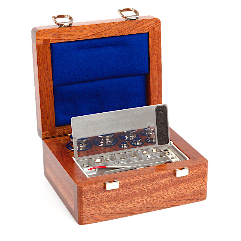 F1 Mass Standard - Knob Weights With Adjustment Chamber, Set (1 mg - 200 g), Wooden Box