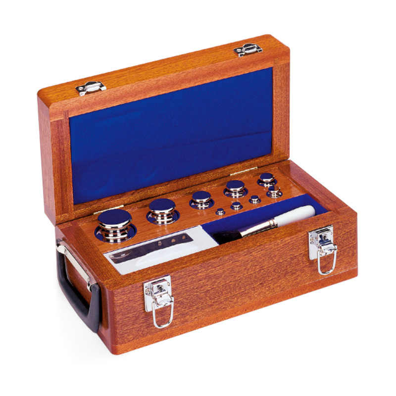 F1 Mass Standard - Knob Weights Without Adjustment Chamber, Set (1 mg - 10 kg), Wooden Box