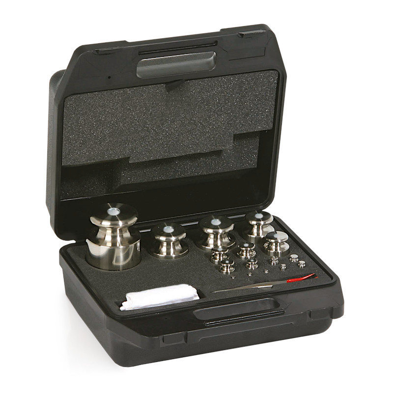 F2 Mass Standard - Knob Weights With Adjustment Chamber, Set (1 g - 10 kg), Plastic Box