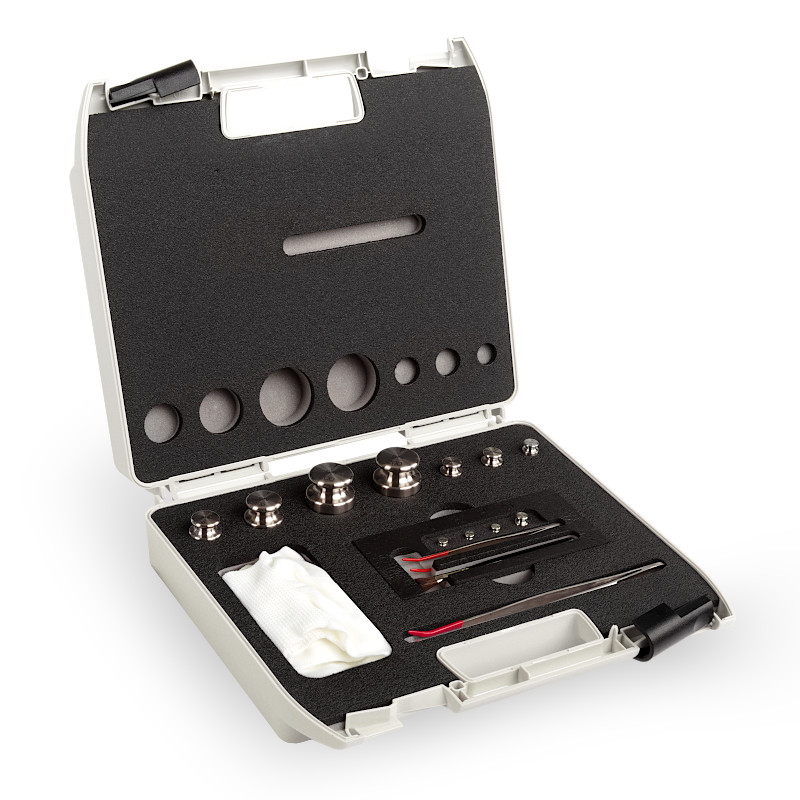F2 Mass Standard - Knob Weights With Adjustment Chamber, Set (1 g - 100 g), Plastic Box