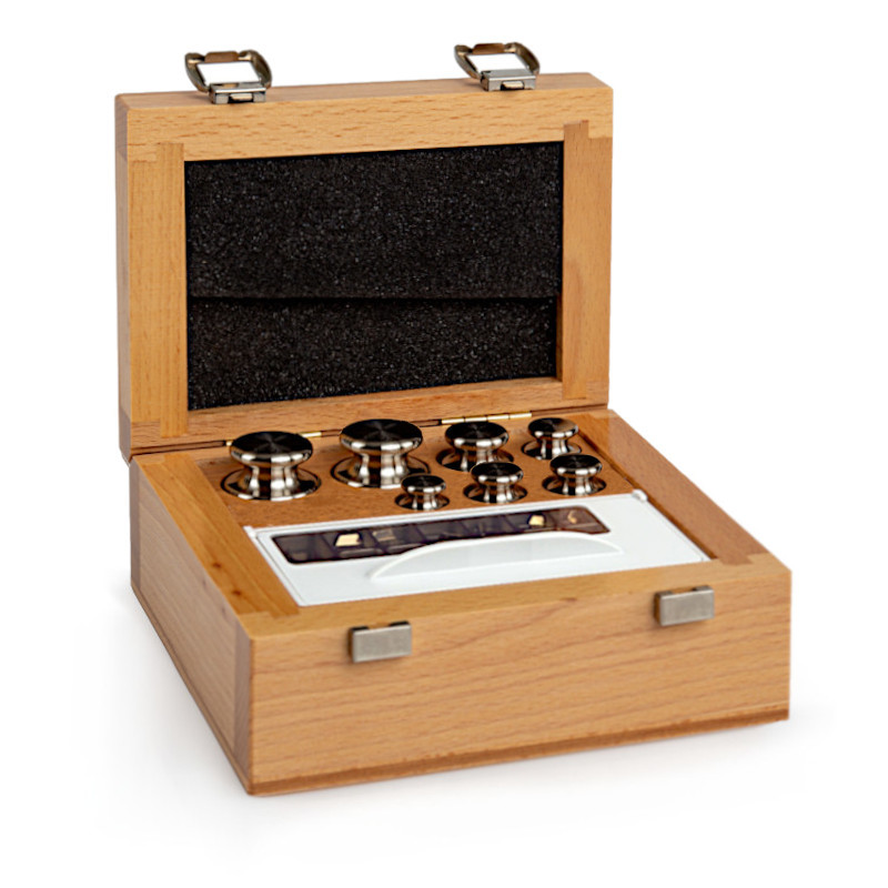 F2 Mass Standard - Knob Weights With Adjustment Chamber, Set (1 mg - 200 g), Wooden Box